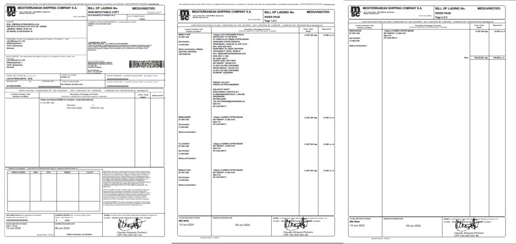 Here is representative example of a full multi-page BL that we will analyse.